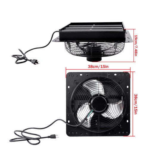 DURAFORCE High Speed 1600RPM 900CFM 1.7m Power 12'' Shutter Wall-Mount Attic Exhaust Fan