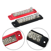 DURAFORCE New 12 Point Bus Bar Power Distribution Block 180A 12V DC Pair Black & Red USA