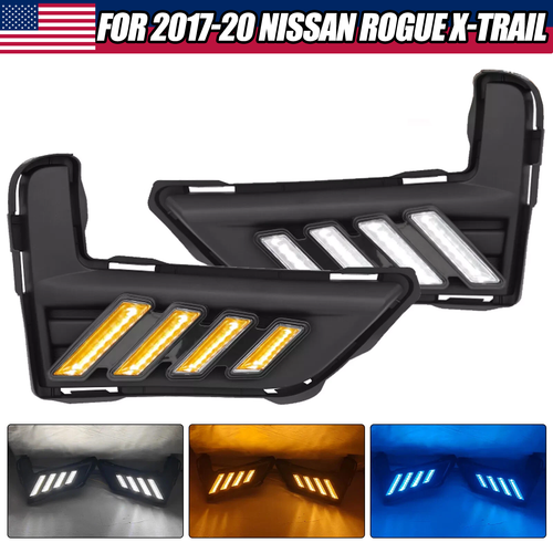DURAFORCE LED DRL Bumper Sequential Fog Light Pair for 2017-2020 for Nissan Rogue