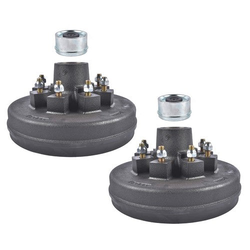DURAFORCE 2 Pack 12"x2" Trailer Brake Hub Drum Kit 8 on 6.5" Bolt Pattern for 7000lbs Axle