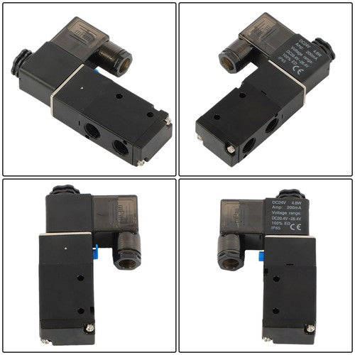 DURAFORCE 1/4'' DC 12V 3 way 2 position Pneumatic Electric Solenoid Valve NPT Air Aluminum