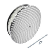 DURAFORCE 14 Full Finned Aluminum Round Air Cleaner Air Filter Kit Polished Recessed Base