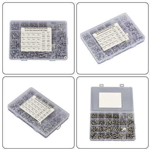 DURAFORCE 700 Pack Stainless Steel nut and bolt combination kit 4-40#6-32#8-32#10-24