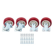 DURAFORCE Set of 4 Heavy Duty Casters - 6 inch x 2 inch Red Polyurethane Tread