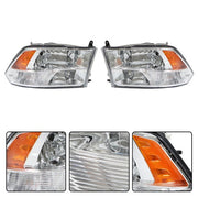 DURAFORCE Headlight For Dodge Ram 1500 2500 3500 2009-2018 Crystal Chrome Housing L+R Pair