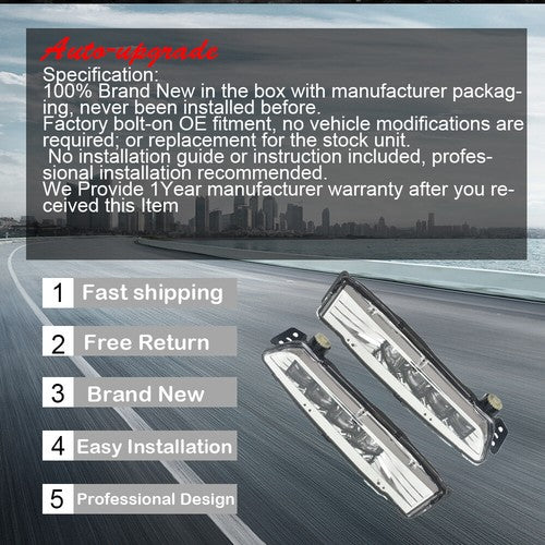 DURAFORCE Driver+Passenger Side For Honda Accord 18-19 1.5L 2.0L LED Fog Lamps Assembly