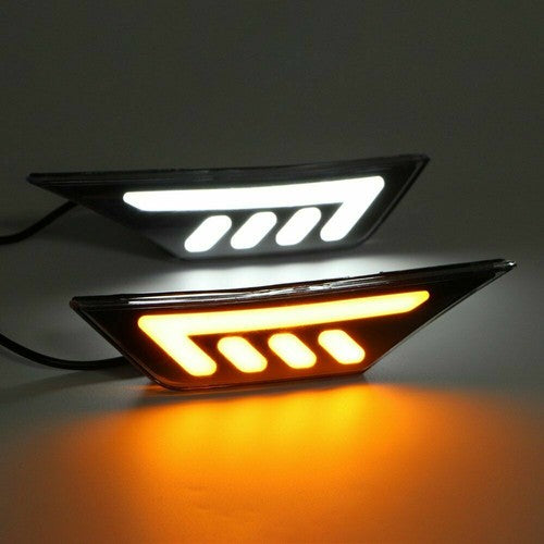 DURAFORCE Black LED Front Bumper Side Marker Light Turn Signal For 2016-2021 Honda Civic