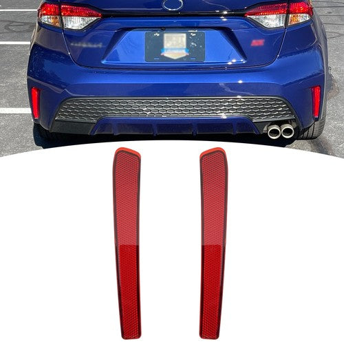DURAFORCE 2pcs Rear Bumper Reflector Reflex Red for 2020 2021 2022 for Toyota Corolla