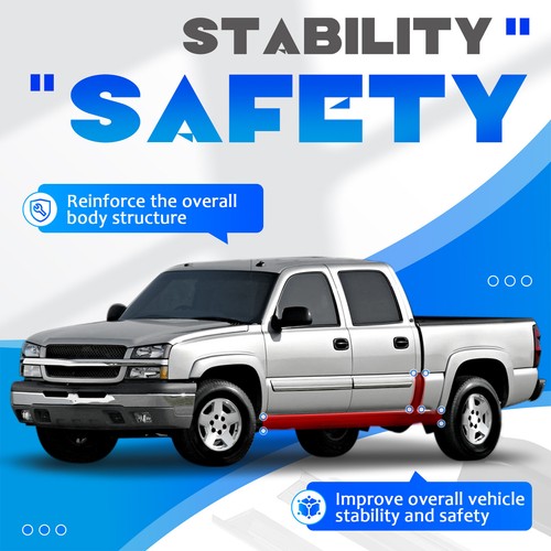 For 99 07 Chevy Silverado GMC Sierra 4 Door Crew Cab Rocker Panels Cab Corners