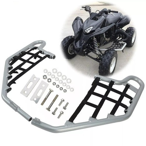 DURAFORCE For Honda TRX 700XX 08-09 Pair Foot Rest Aluminium Silver Nerf Bars W/Black Nets