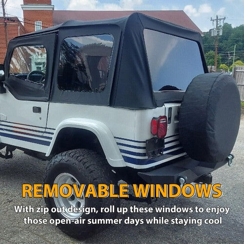DURAFORCE Soft Top FOR HALF DOORS BLACK Replacement 9870217 For 87 88-95 Jeep YJ Wrangler