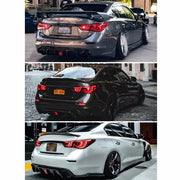 DURAFORCE For 2014-2017 Infiniti Q50 Glossy Black Rear Bumper Diffuser W/ LED Brake Light