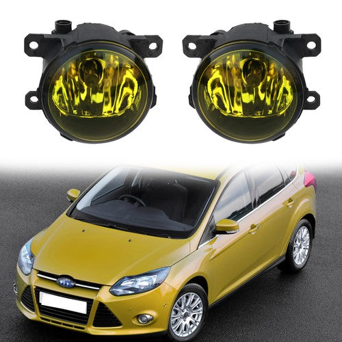 DURAFORCE For Ford Focus 2012-2014 Yellow Glass Lens Front Bumper Fog Lights Lamps w/ Bulb