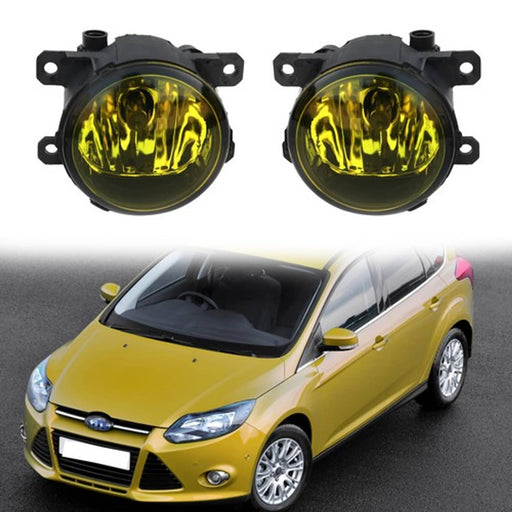 DURAFORCE For Ford Focus 2012-2014 Yellow Glass Lens Front Bumper Fog Lights Lamps w/ Bulb