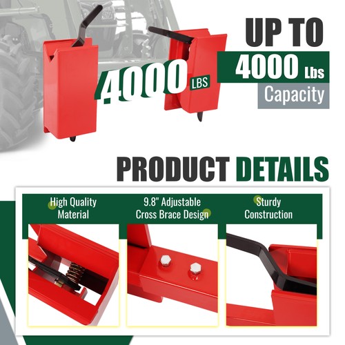 DURAFORCE 4000lb Skid Steer Quick Tach Conversion Adapter Attach w/ Adjustable Cross Brace