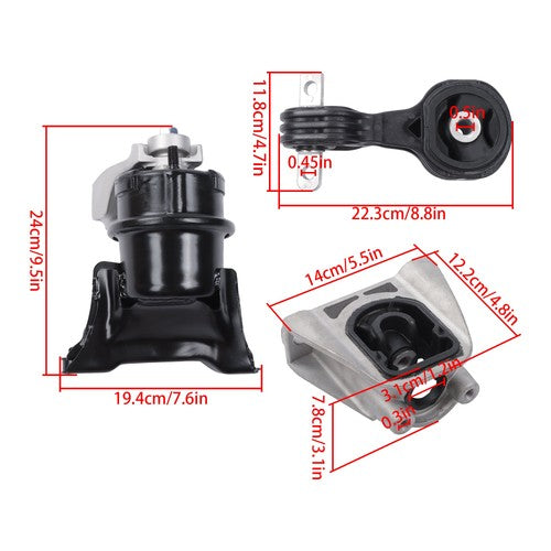 DURAFORCE For Honda Civic 1.3L Hydraulic 2006-2011 3PC Engine Motor Auto Trans Mounts