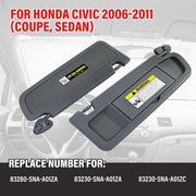 DURAFORCE Atlas Gray Sun Visor Dark Gray Pair For 2006-2011 Honda Civic Left & Right