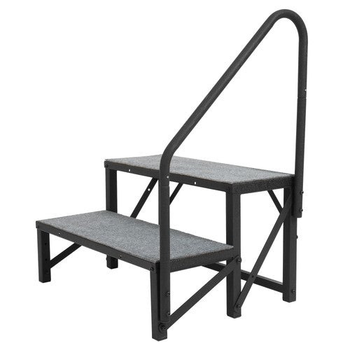 2 Step Ladder RV Step 660 Lbs with Handrail for Trailer Travel Camper Home Stairs