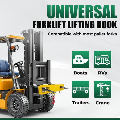 DURAFORCE 6600lbs Forklift Lifting Hoist Swivel Hook Mobile Crane Attachment w/L-Screws