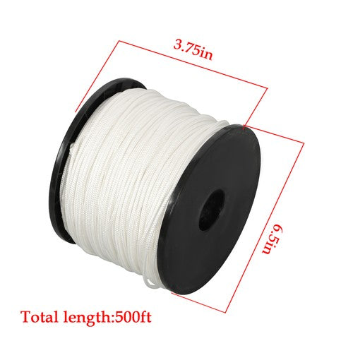 DURAFORCE 1/8 inch White Dacron Polyester Rope - 500 Foot Spool | Solid Braid