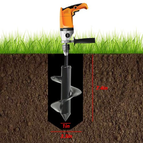 DURAFORCE Auger Drill Bit 3 in. x 7 in.Black Garden Plant Flower Bulb Rapid Planter Spiral