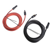 DURAFORCE 1 Pair 12AWG Black + Red Solar Panel Extension Cable Wire Connector