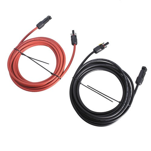 DURAFORCE 1 Pair 12AWG Black + Red Solar Panel Extension Cable Wire Connector