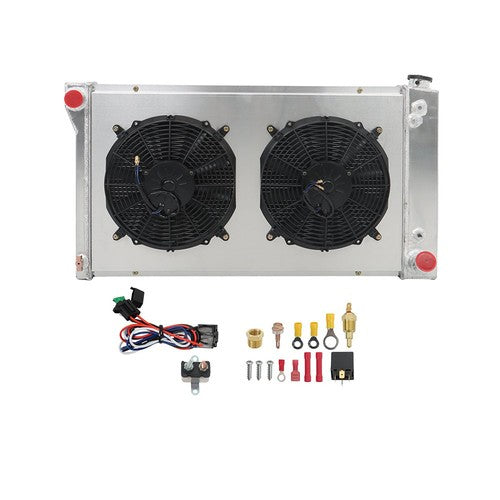 DURAFORCE CC369 For Chevy C10/20/30 Pickup Suburban 1967 1968-72 4 Row Radiator+Fan Shroud