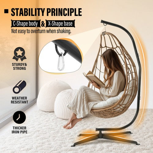 91 Inch Hanging Hammock C Stand For Chair Porch Swing Resistant 360 Degree Steel