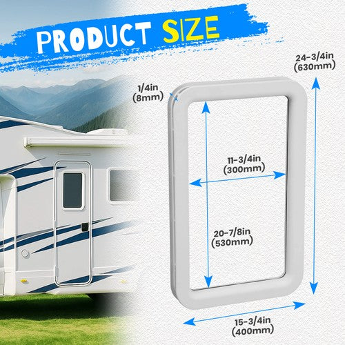 15.7 x 24.8 White RV Entrance Door Window Frame for Camper Trailer