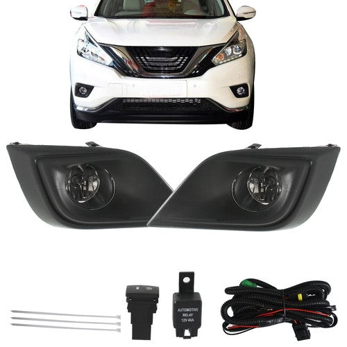 DURAFORCE Right+Left Clear Lens Fog Lights Assembly w/Halogen Bulbs For 15- Nissan Murano