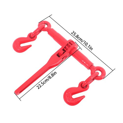 DURAFORCE Red 1/4in-5/16in G70 7800lbs W/G70 Grab Hook Adjustable Chain Binders ×2 Steel