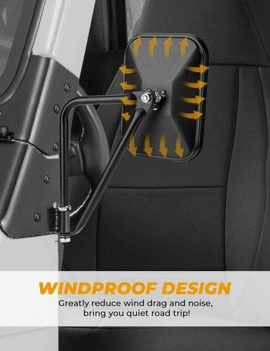 DURAFORCE For Jeep Wrangler JK CJ YJ TJ JL Door Off Quick Release Side Hinge View Mirrors