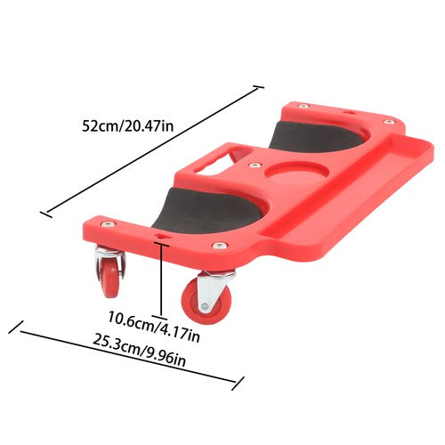 DURAFORCE Universal Rolling Knee Creeper/Pads with Tool Tray Holder + 5 Swivel Castors Red