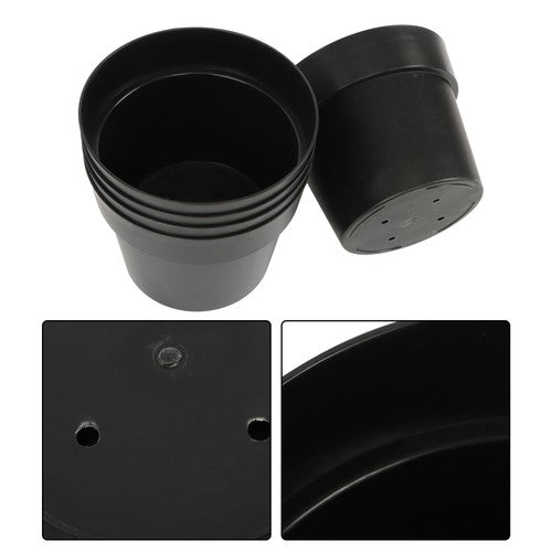 DURAFORCE 5 Pack 5 Gallon Pure Black Plastic Plant Flower Nursery Pots 30*24*24cm
