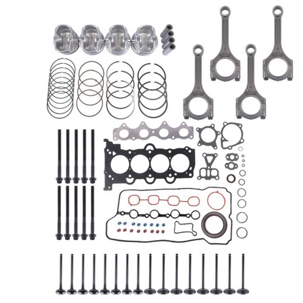 Head Gasket w/ Bolts & Piston and Rings Kit For Hyundai Accent Kia Rio ...