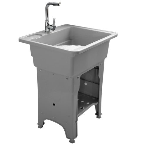 DURAFORCE 65 Freestanding Sink Commercial Laundry & Utility Room Sinks with Faucet Gray