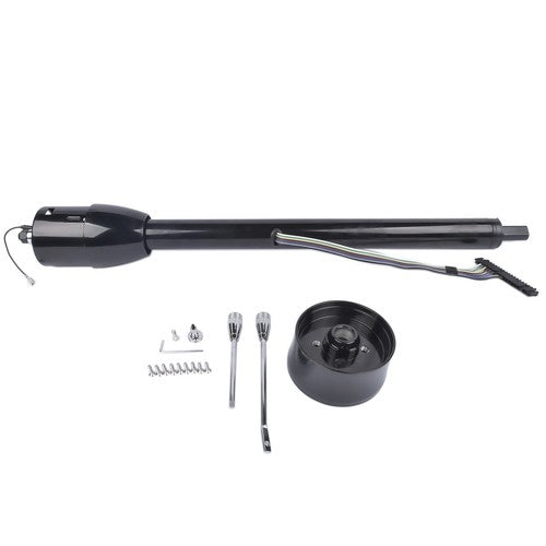 DURAFORCE Manual Column Floor Shift Tilt Steering Column w/ Wheel Adapter No Key Black 32"