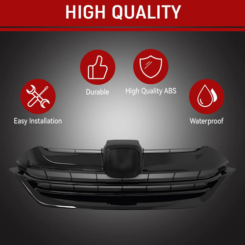 DURAFORCE For 2017 2018 2019 Honda CRV CR-V Front Bumper Gloss Black Mesh Grille Grill