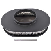 DURAFORCE 12 in Half Finned Black Aluminum Oval Air Cleaner w/ Washable Filter Fits Chevy