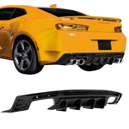 DURAFORCE Rear Bumper Diffuser Lip Spoiler Glossy Black For 2016-24 Chevy Chevrolet Camaro