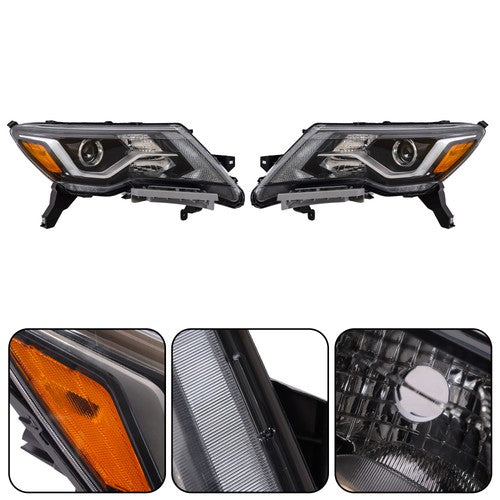 DURAFORCE Headlights Assembly Set For Nissan Pathfinder 2017-2020 Halogen W/LED DRL Pair