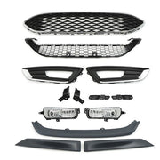 DURAFORCE Front Bumper Upper+Lower Grill&Fog Light Set&Trim Set For Ford Focus 2015-2018