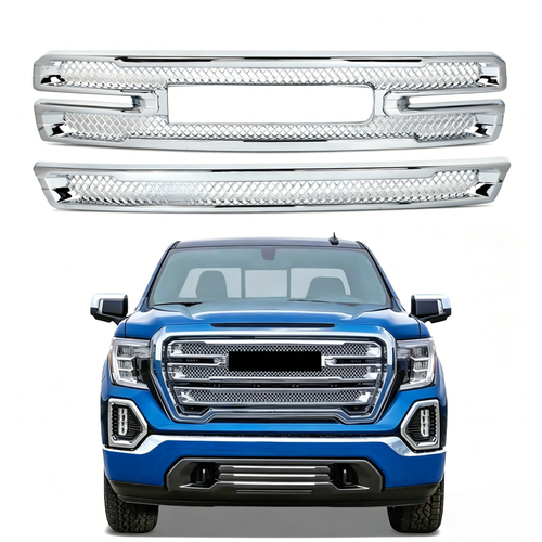 DURAFORCE Front Grille Covers Grill Overlay Chrome for GMC Sierra 1500 SLT AT4 2019-2022