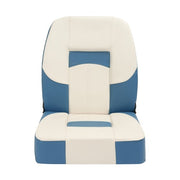 DURAFORCE White+Blue Low Back Folding Fishing Seat Captain Chair Boat Seat Foam Padding