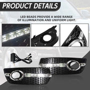 DURAFORCE LED DRL Fog Lights Bezel Cover Lamp w/Wire harness switch For 2009-2012 Audi Q5