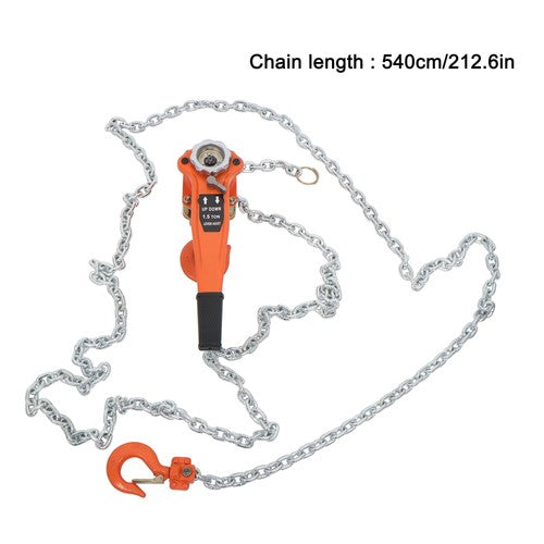 DURAFORCE 1.5 Ton Manual Lever Chain Hoist, 3300LB Capacity, 360° Hook, 20FT G80 Chain