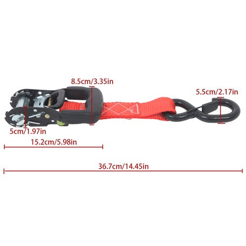 DURAFORCE 4 Pcs Steel Ratchet Strap with S Hooks 1.6in*8ft Fracture Strength 5208lbs Red