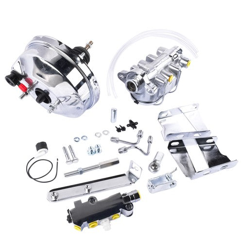 DURAFORCE 8" Chrome Brake Booster Cylinder Disc / Drum Kit for Chevrolet Impala 1958-1964