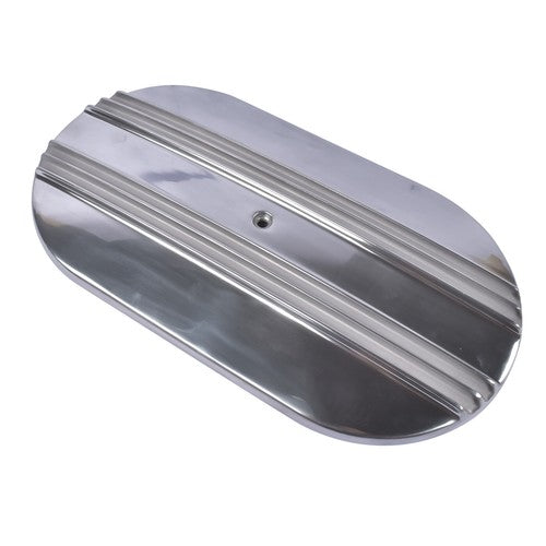 DURAFORCE 15" Oval Half Finned Polished Aluminum Air Cleaner Filter For SBC BBC Chevy 350